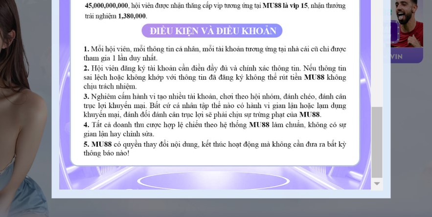 Các điều khoản và điều kiện của Chương trình Khuyến mãi MU88.